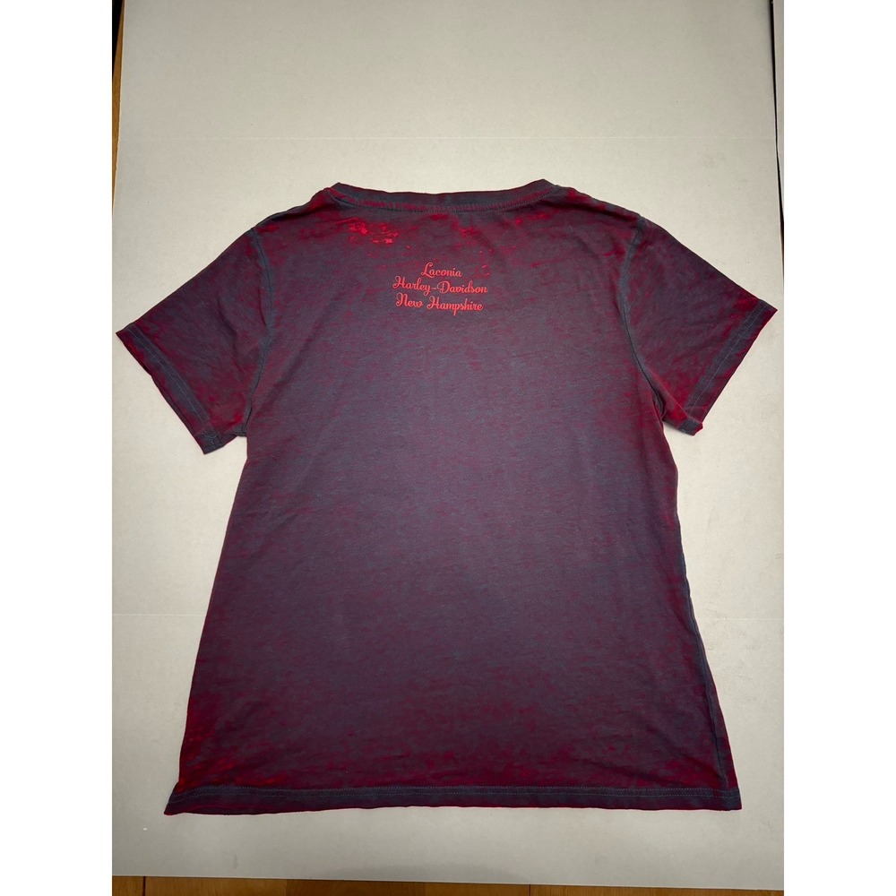 Harley Davidson Women's Top Size XL V Neck Purple Red Laconia New Hampshire - Picture 5 of 6